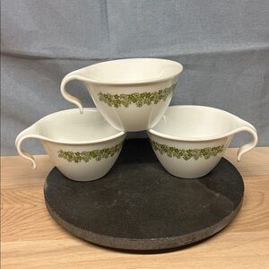 Vintage Corelle Spring Blossom (Crazy Daisy) pattern coffee mug set of 3